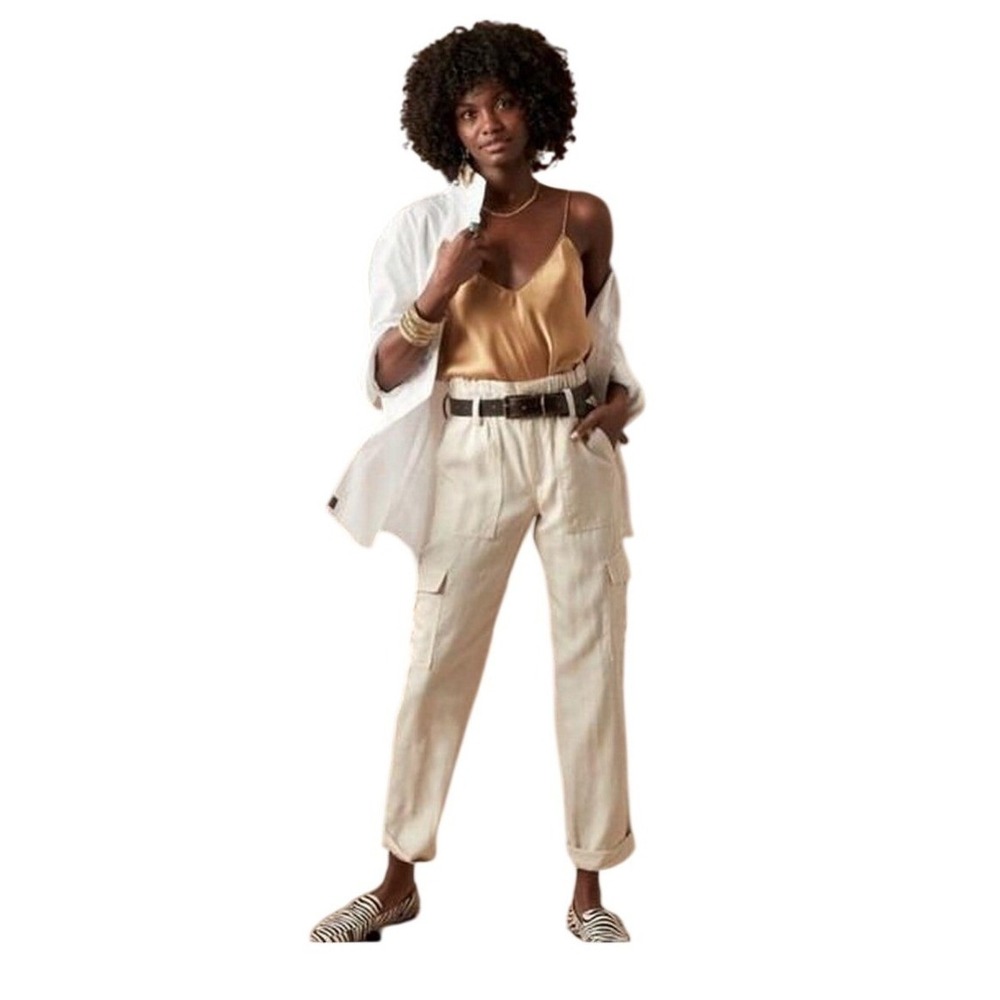 Banana Republic Pant Womens 12 Painters Twill High-Rise Cargo Beige EUC
